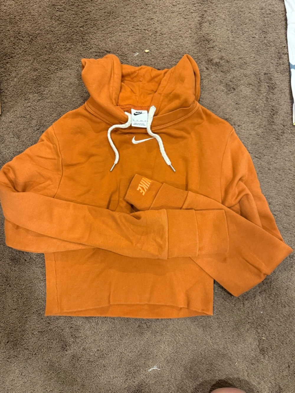 Nike Orange Cropped Cowl Neck Sweatshirt